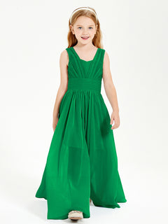 Long Elegant V-neck Bridesmaid Dresses For Juniors Emerald