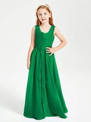 Long Elegant V-neck Bridesmaid Dresses For Juniors Emerald