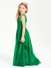 Long Elegant V-neck Bridesmaid Dresses For Juniors Emerald