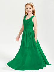 Long Elegant V-neck Bridesmaid Dresses For Juniors Emerald