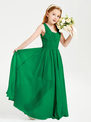 Long Elegant V-neck Bridesmaid Dresses For Juniors Emerald