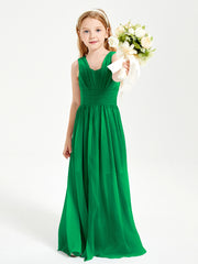 Long Elegant V-neck Bridesmaid Dresses For Juniors Emerald