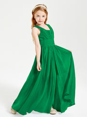 Long Elegant V-neck Bridesmaid Dresses For Juniors Emerald