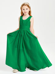 Long Elegant V-neck Bridesmaid Dresses For Juniors Emerald