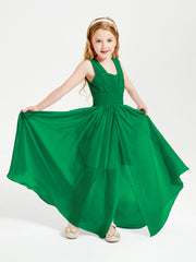Long Elegant V-neck Bridesmaid Dresses For Juniors Emerald