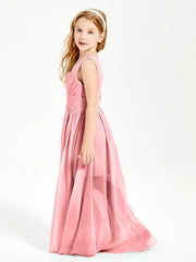 Long Elegant V-neck Bridesmaid Dresses For Juniors Flamingo