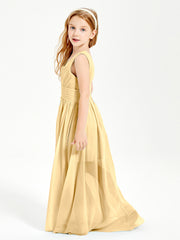 Long Elegant V-neck Bridesmaid Dresses For Juniors Gold