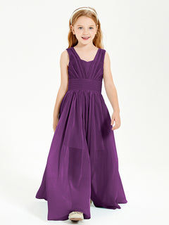 Long Elegant V-neck Bridesmaid Dresses For Juniors Grape