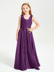 Long Elegant V-neck Bridesmaid Dresses For Juniors Grape