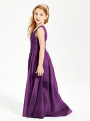 Long Elegant V-neck Bridesmaid Dresses For Juniors Grape