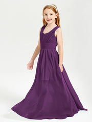 Long Elegant V-neck Bridesmaid Dresses For Juniors Grape