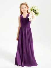 Long Elegant V-neck Bridesmaid Dresses For Juniors Grape
