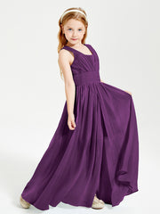 Long Elegant V-neck Bridesmaid Dresses For Juniors Grape