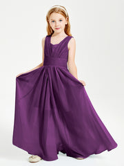 Long Elegant V-neck Bridesmaid Dresses For Juniors Grape
