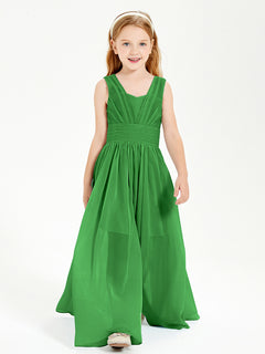 Long Elegant V-neck Bridesmaid Dresses For Juniors Green