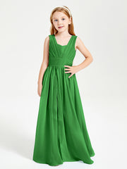 Long Elegant V-neck Bridesmaid Dresses For Juniors Green