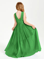 Long Elegant V-neck Bridesmaid Dresses For Juniors Green