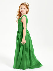Long Elegant V-neck Bridesmaid Dresses For Juniors Green