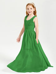 Long Elegant V-neck Bridesmaid Dresses For Juniors Green