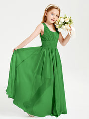 Long Elegant V-neck Bridesmaid Dresses For Juniors Green