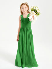 Long Elegant V-neck Bridesmaid Dresses For Juniors Green