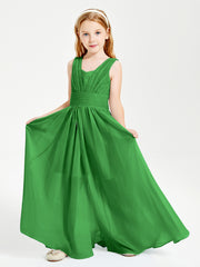 Long Elegant V-neck Bridesmaid Dresses For Juniors Green