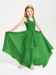 Long Elegant V-neck Bridesmaid Dresses For Juniors Green