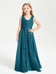 Long Elegant V-neck Bridesmaid Dresses For Juniors Ink Blue