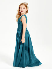 Long Elegant V-neck Bridesmaid Dresses For Juniors Ink Blue