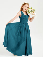 Long Elegant V-neck Bridesmaid Dresses For Juniors Ink Blue
