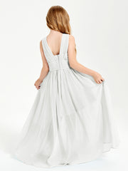 Long Elegant V-neck Bridesmaid Dresses For Juniors Ivory