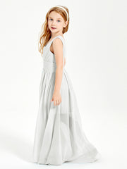Long Elegant V-neck Bridesmaid Dresses For Juniors Ivory