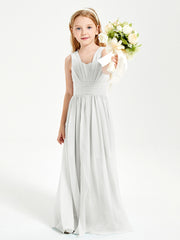 Long Elegant V-neck Bridesmaid Dresses For Juniors Ivory