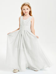 Long Elegant V-neck Bridesmaid Dresses For Juniors Ivory