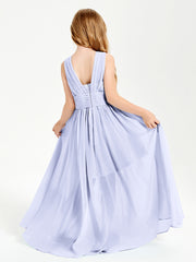 Long Elegant V-neck Bridesmaid Dresses For Juniors Lavender