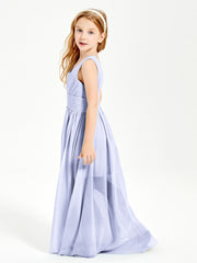 Long Elegant V-neck Bridesmaid Dresses For Juniors Lavender
