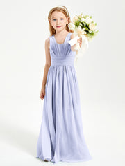 Long Elegant V-neck Bridesmaid Dresses For Juniors Lavender