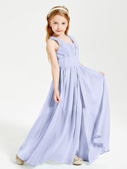 Long Elegant V-neck Bridesmaid Dresses For Juniors Lavender