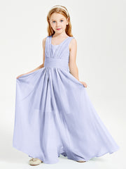 Long Elegant V-neck Bridesmaid Dresses For Juniors Lavender