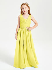 Long Elegant V-neck Bridesmaid Dresses For Juniors Lemon