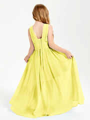 Long Elegant V-neck Bridesmaid Dresses For Juniors Lemon