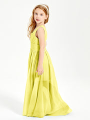 Long Elegant V-neck Bridesmaid Dresses For Juniors Lemon