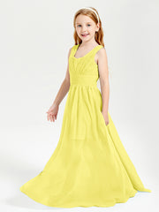 Long Elegant V-neck Bridesmaid Dresses For Juniors Lemon