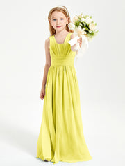Long Elegant V-neck Bridesmaid Dresses For Juniors Lemon