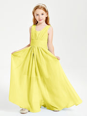 Long Elegant V-neck Bridesmaid Dresses For Juniors Lemon