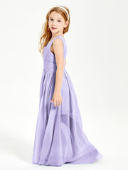 Long Elegant V-neck Bridesmaid Dresses For Juniors Lilac