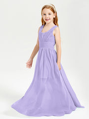 Long Elegant V-neck Bridesmaid Dresses For Juniors Lilac