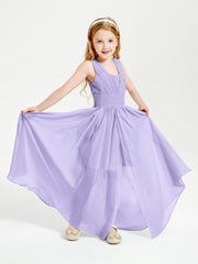 Long Elegant V-neck Bridesmaid Dresses For Juniors Lilac