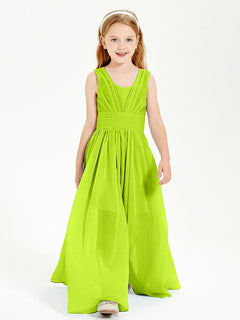 Long Elegant V-neck Bridesmaid Dresses For Juniors Lime Green