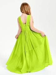 Long Elegant V-neck Bridesmaid Dresses For Juniors Lime Green